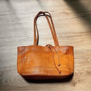 Vintage Farrutx Genuine Leather Woven Shoulder Bag Basket Weave
